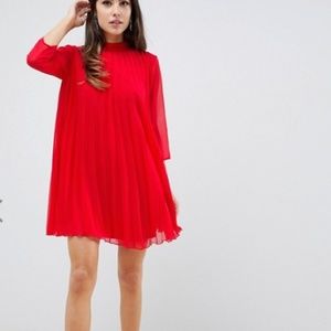 ASOS DESIGN pleated trapeze mini dress